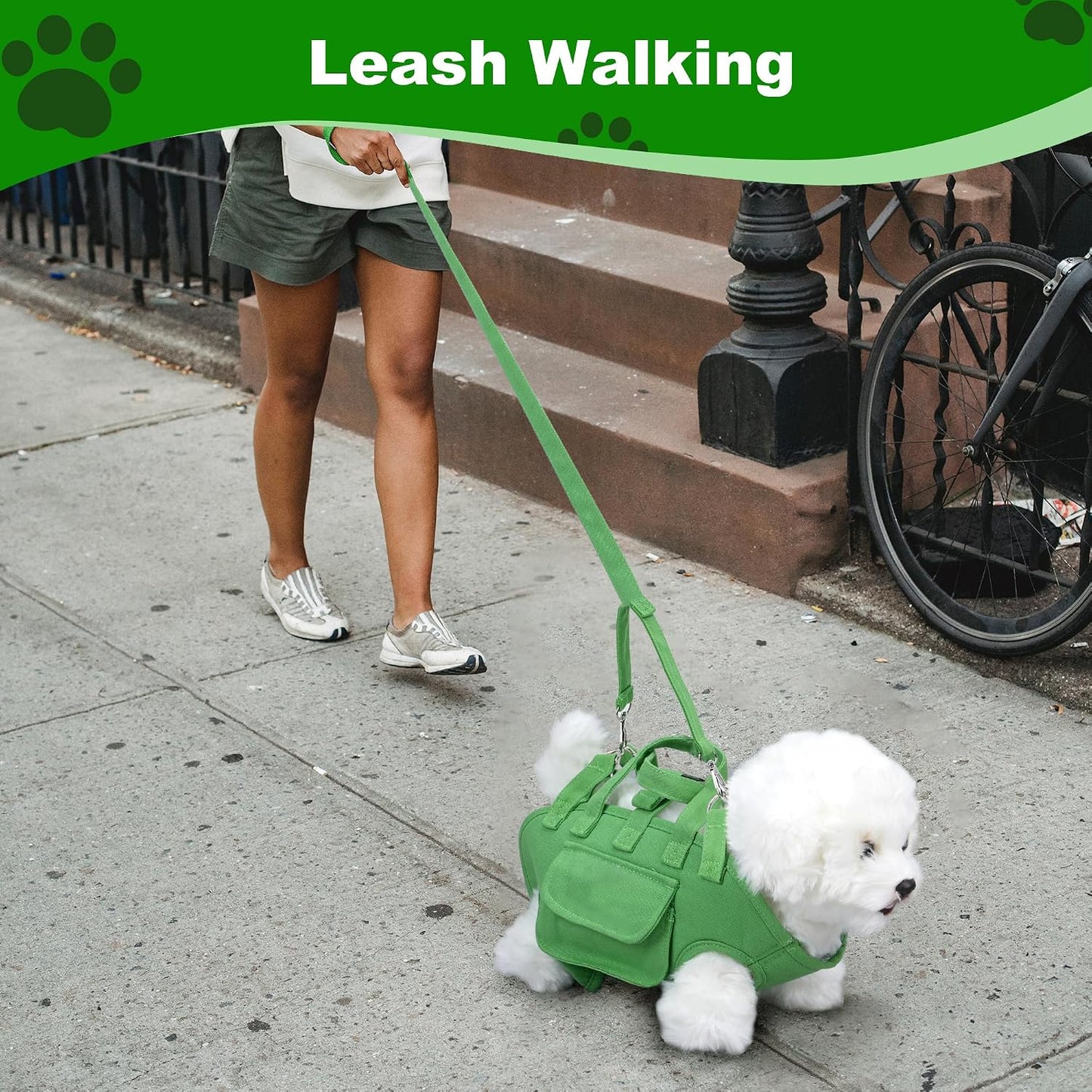 Dog Harness with Leash & Adjustable Shoulder Strap, Dog Sling Carrier for 6–16.5Lbs for Walking Travel Training