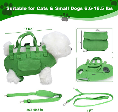 Dog Harness with Leash & Adjustable Shoulder Strap, Dog Sling Carrier for 6–16.5Lbs for Walking Travel Training