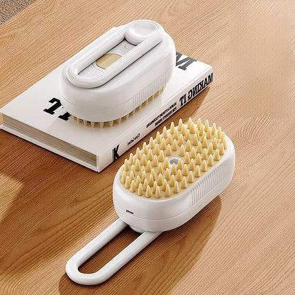 Electric Steam Grooming Brush for Cats & Dogs – 3-in-1 USB Rechargeable Spa Tool