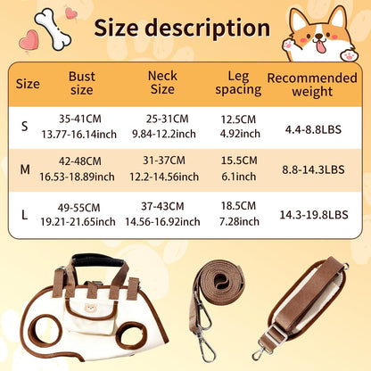 Puppy Sling Carrier Dog Lift Harness, Full Body Lift Harness for Small Dogs and Cats, Adjustable Breathable Vest Straps Portable Pet Carrier Backpack, Hands Free for Pets Cats Outdoor Travel (M)