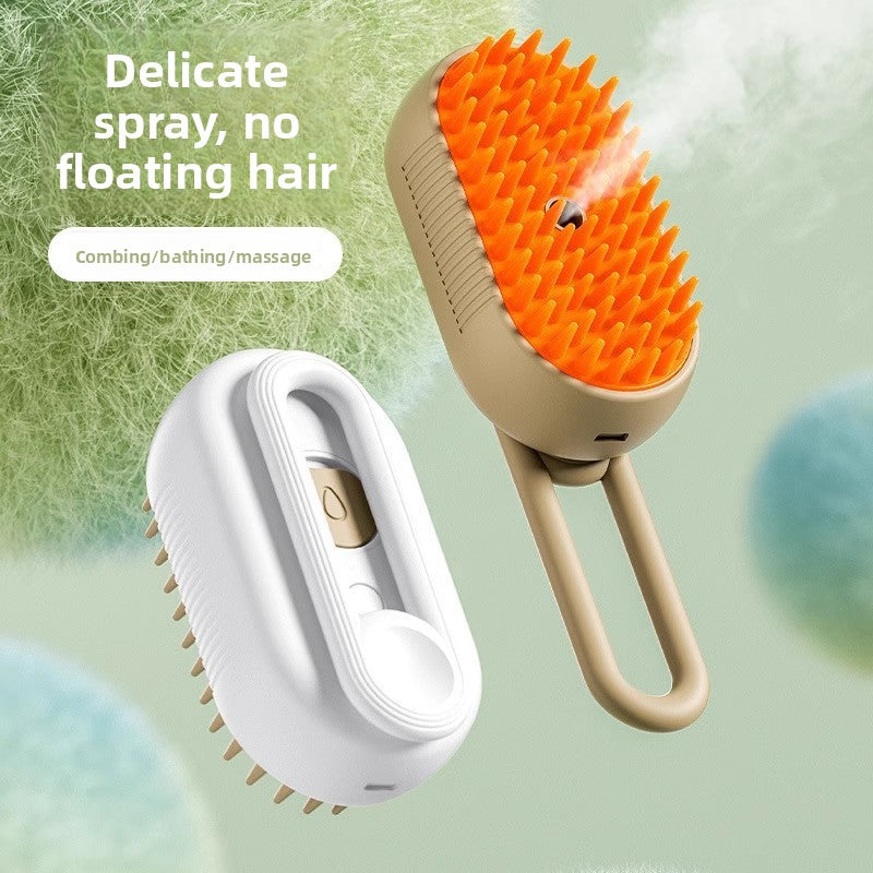 Electric Steam Grooming Brush for Cats & Dogs – 3-in-1 USB Rechargeable Spa Tool