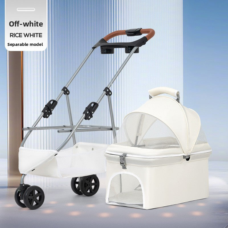 Luxury 3-Tier Foldable Pet Stroller with Tray & Storage Basket