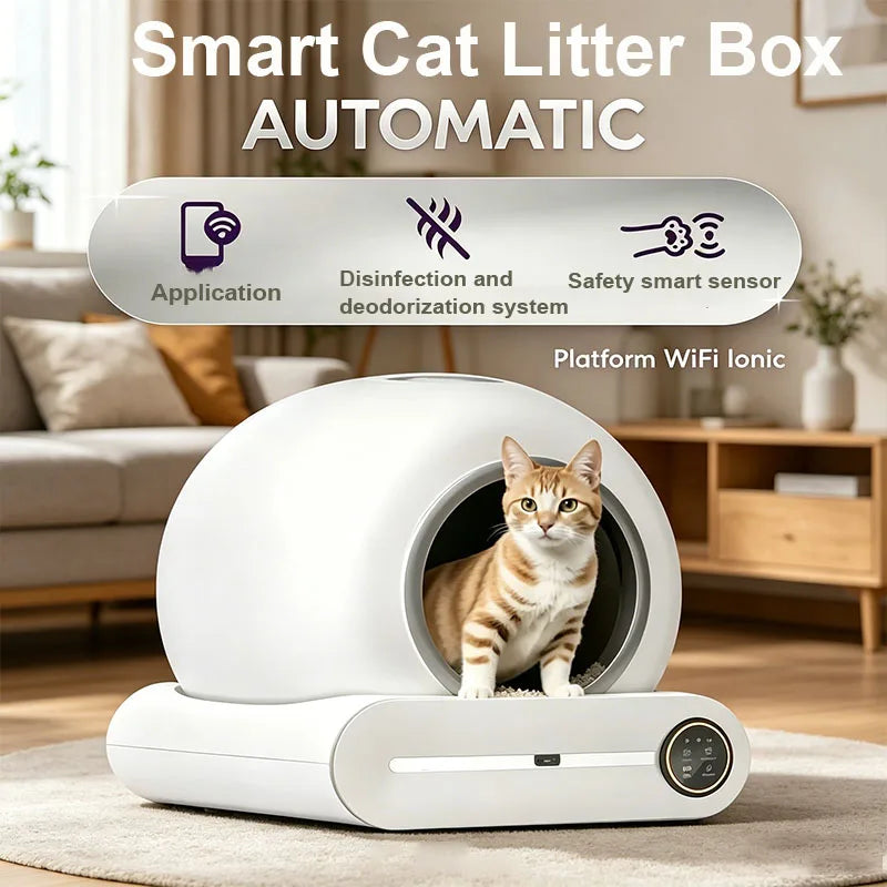 Self-Cleaning Smart Cat Litter Box Revolutionary 65L with Ionic Fragrance and App Control