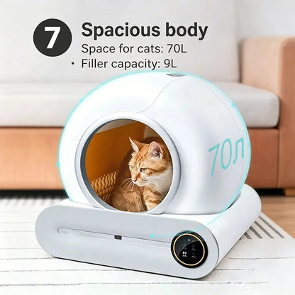 Self-Cleaning Smart Cat Litter Box Revolutionary 65L with Ionic Fragrance and App Control