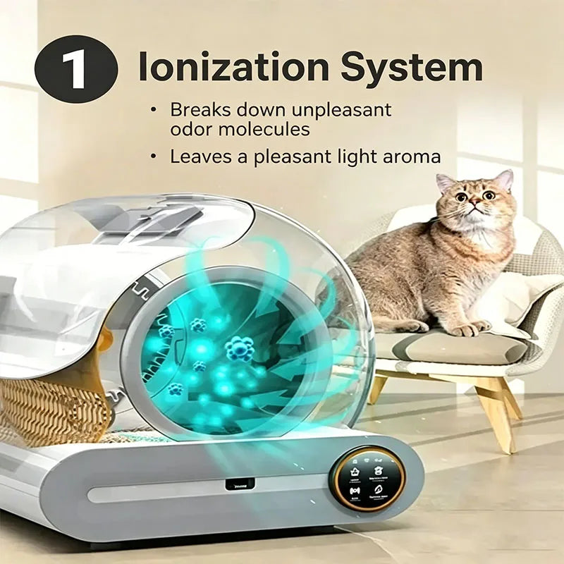 Self-Cleaning Smart Cat Litter Box Revolutionary 65L with Ionic Fragrance and App Control