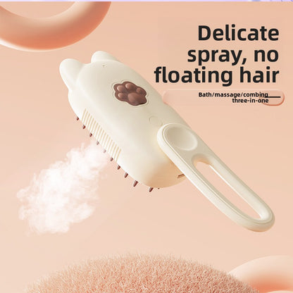 Electric Steam Grooming Brush for Cats & Dogs – 3-in-1 USB Rechargeable Spa Tool