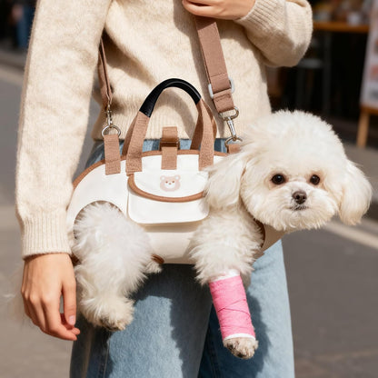 Puppy Sling Carrier Dog Lift Harness, Full Body Lift Harness for Small Dogs and Cats, Adjustable Breathable Vest Straps Portable Pet Carrier Backpack, Hands Free for Pets Cats Outdoor Travel (M)